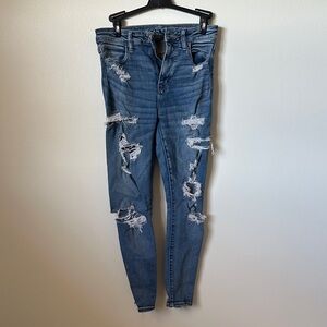 American Eagle Outfitters Ripped Blue Skinny Jeans